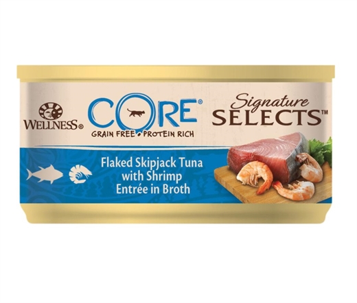 CORE kattemad - Signatur Selects Flaked Skipjack-tun med rejer i bouillon
