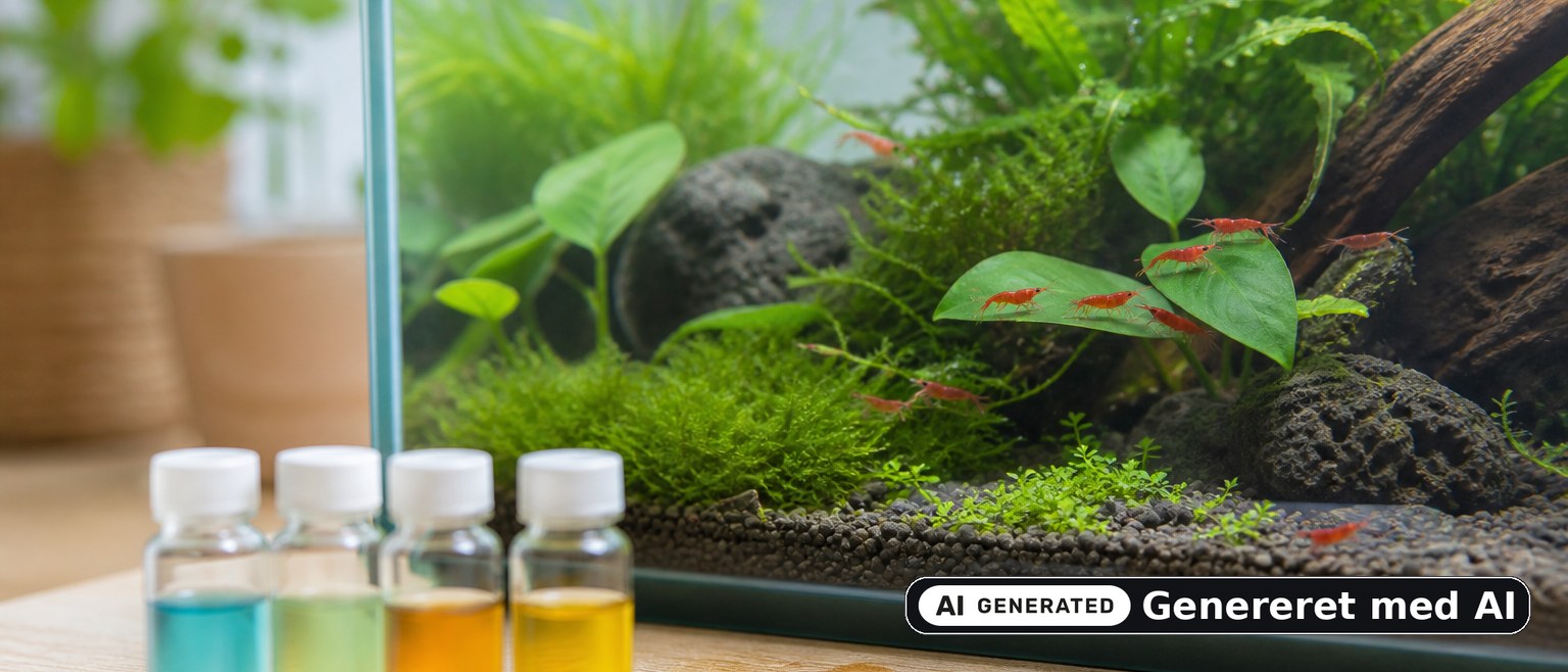 Akvarie-testsæt og Neocaridina — vandtest i reje-akvariet