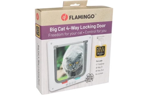 4 vejs kattedør - Vego hvid - til stor kat