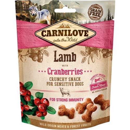 børste femte maskulinitet Crunchy snack lam & tranebær - 200 g - Carnilove