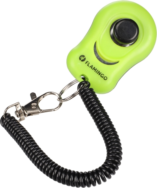 Klikker - Finger Xin grøn Clicker med spiral holder 6x4x2cm