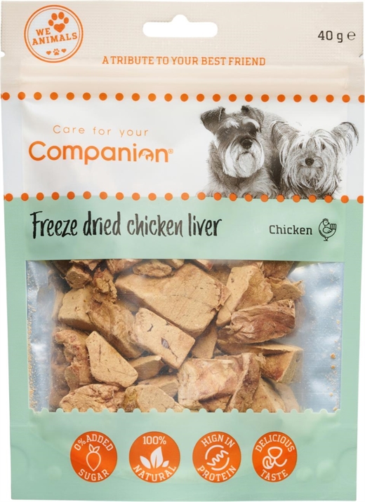 Freeze dried chicken liver- kyllingelever - 40g - Companion - godbid til hunde