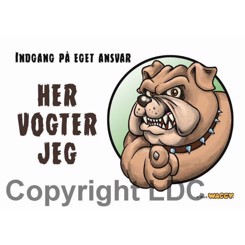 Her vogter jeg bulldog