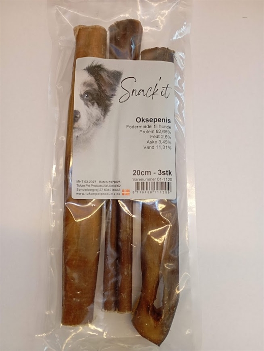 Oksepenis 3 stk pose - 20cm - godbidder - snack\'it