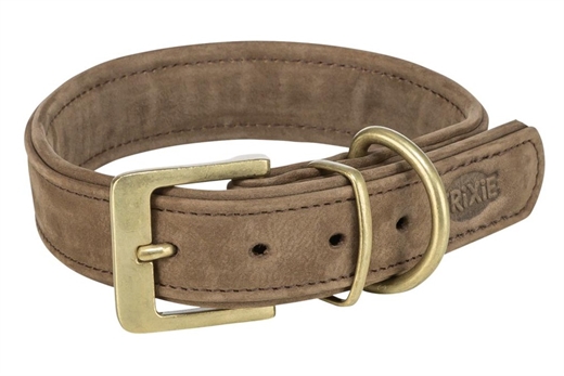 Pure hundehalsbånd læder ekstra bred L–XL 52–63cm 40mm Brun