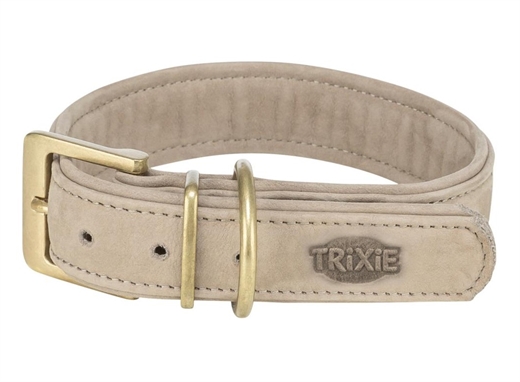 Pure hundehalsbånd læder ekstra bred L–XL 52–63cm 40mm Lysegrå