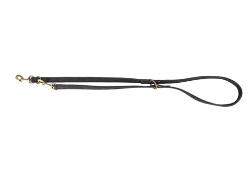 Pure justerbar hundesnor  læder S–M  2m 15mm - Sort