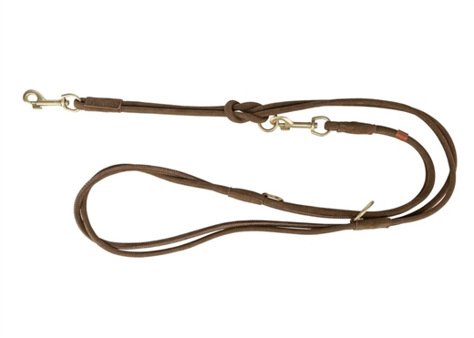 Pure justerbar hundesnor rundsyet læder S 2m 10mm Brun