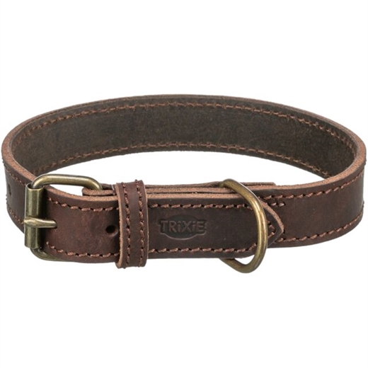 Rustic fedtgarvet halsbånd - M-L - 42-48 cm/25 mm mørkebrun