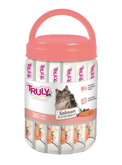 Truly Cat Creamy Lickable Salmon & Cranberry 420g - Flydende snack