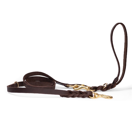 Walk\'it Dressurline (justerbar) Brun læder/messing 16mm 220cm - M