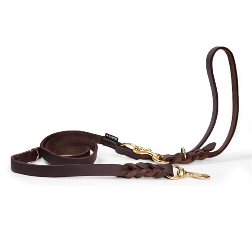 Walk\'it Dressurline (justerbar) Brun læder/messing 20mm 220cm - L