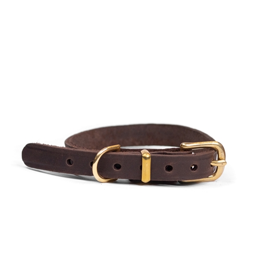 Walk\'it Halsbånd Brun læder messing 16mmx40cm - S - 25-36cm