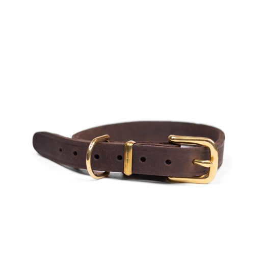 Walk\'it Halsbånd Brun læder messing 18mmx45cm - M