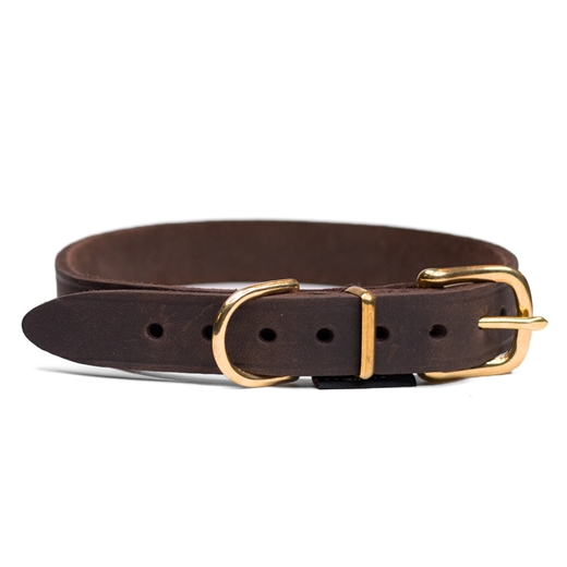 Walk\'it Halsbånd Brun læder/messing 22mmx60cm - XXL - 44-56cm