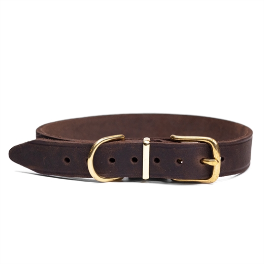 Walk\'it Halsbånd Brun læder/messing 25mmx65cm - XXXL - 49-60cm