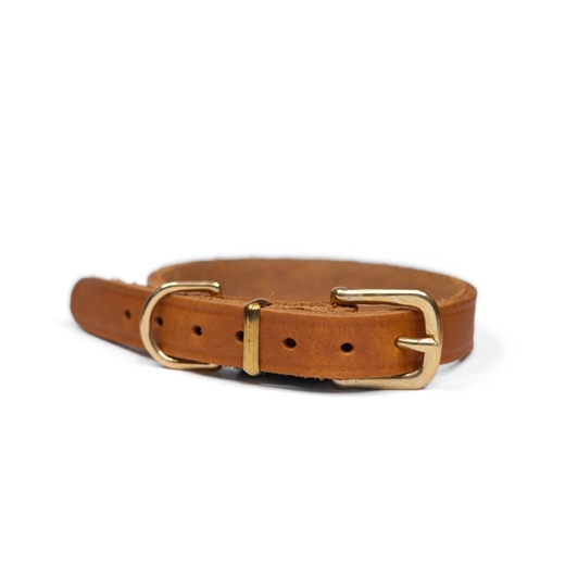 Walk\'it Halsbånd Cognac læder messing 18mmx45cm - M