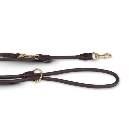 Walk\'it Rundsyet Dressurline Mørkebrun læder - Messing 10mm-220cm
