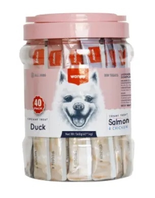 Wanpy Dog 40 Pack Creamy Lickable Treat - Salmon & Chicken 560g