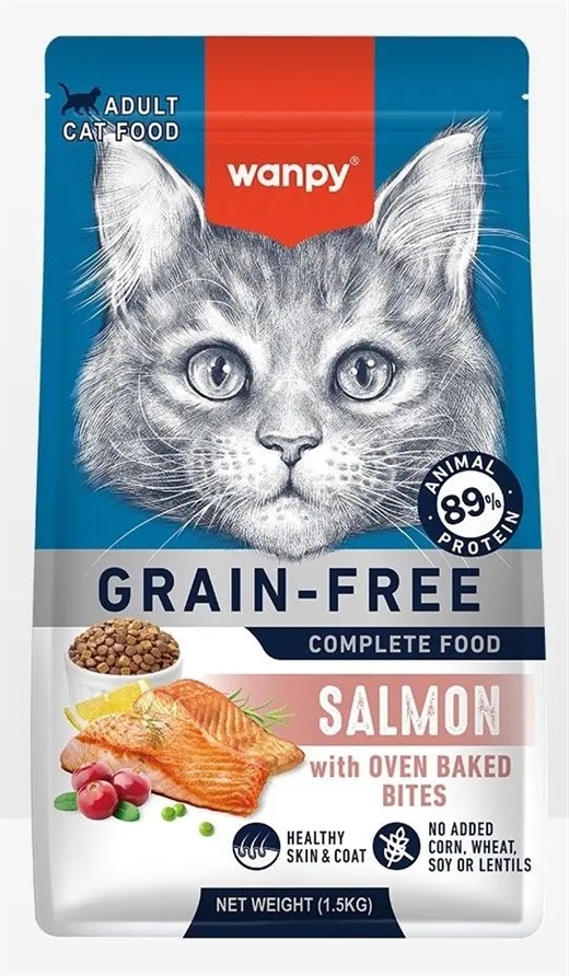 Wanpy Kattefoder - Voksen - Laks 1,5kg