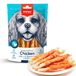 Chicken Jerky & Rawhide Twists  - 100g - Wanpy