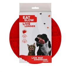 Eat Slow Live Longer Lick Mat Dimensions Circle Rød